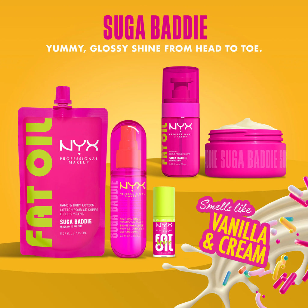 [NEW] Suga Baddie Ultimate Body Care Set, Shimmer Body Oil + Whipped Body Butter + Hair & Body Mist, 24H Hydration— NYX Professional Makeup