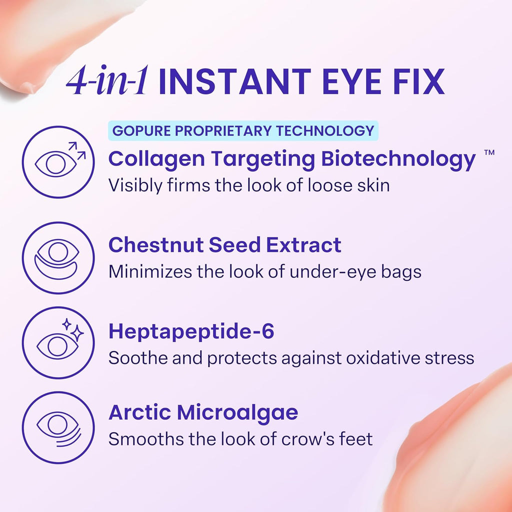 NEW Instant Lift Eye Gel - for the Look of Puffiness & Bags, Wrinkles, Fine Lines and Dark Circles, anti Aging Skin Care for Men & Women with Collagen Targeting Biotech under Eye Brightener